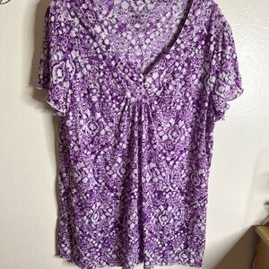 Just My Size Purple Patterned Blouse